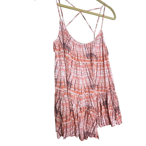 Free People Tie Dye Criss Cross Cami Top Tiered Sleeveless‎ Blouse - Picture 4 of 11